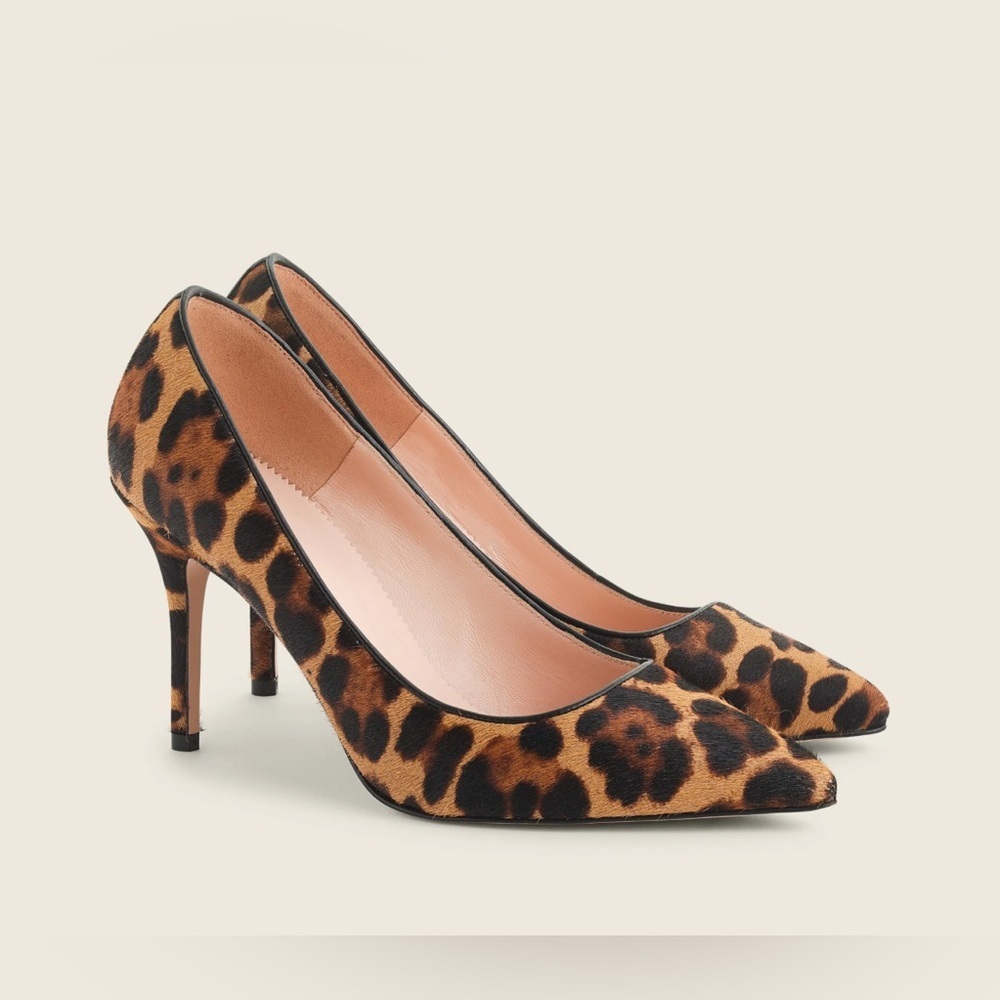J. Crew Elsie pumps in leopard calf hair
